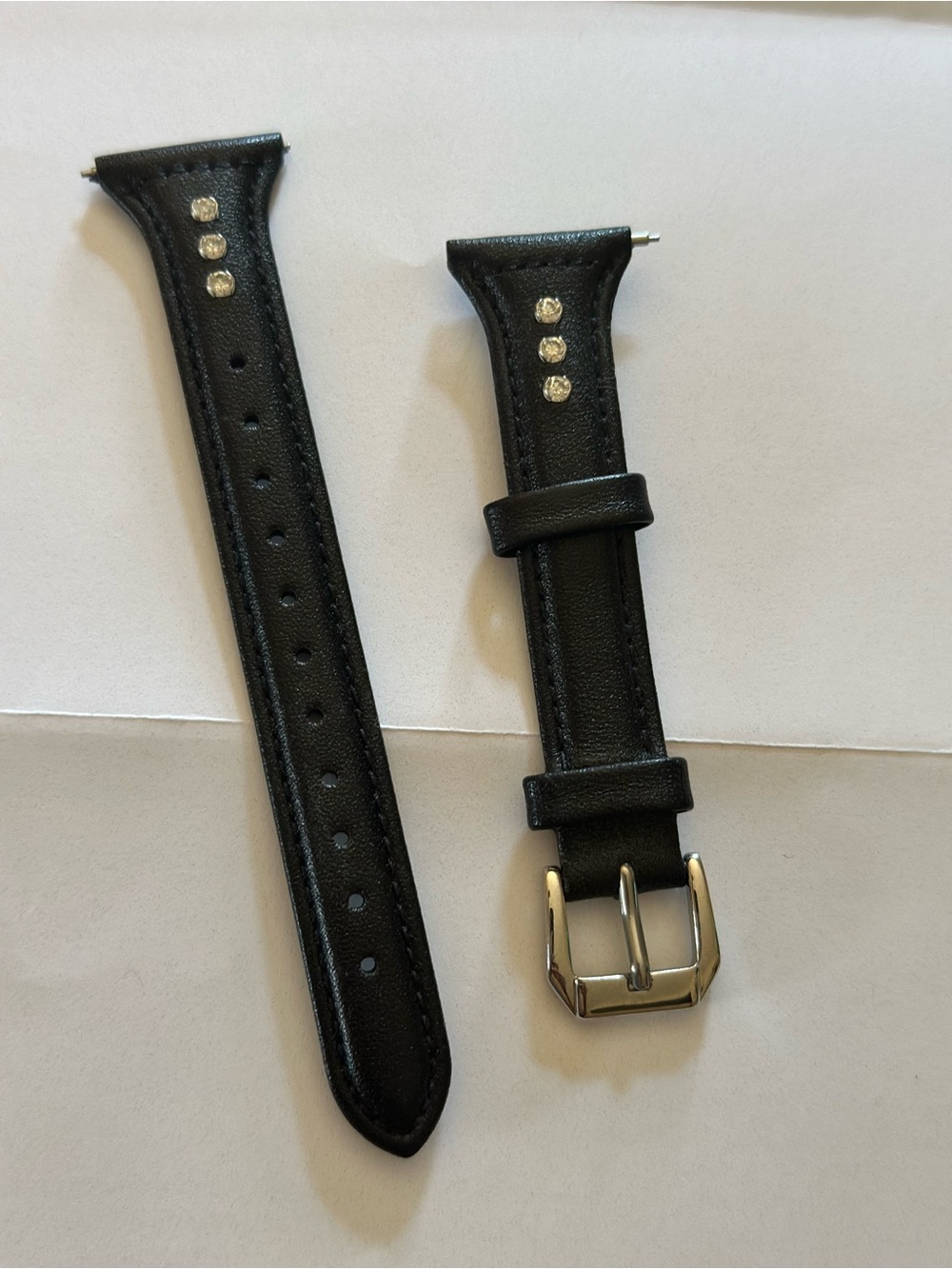 LOFOV Fitbit Versa 1 2 Lite Black Genuine Leather Rhinestone Watch Band